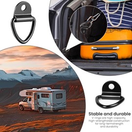 4pcs Tie Down Anchor Heavy Duty Lashing D Rings Steel Cargo Tie Down Rings Trailer Van Hooks for Car Trailers Trucks Boat Rope Assembly - Black Coating Load 450 KG