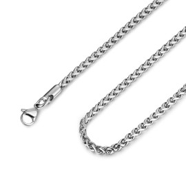 HZMAN 4.0mm Stainless Steel Silver Wheat Chain Necklaces for Men Women Classic Cool Link Chain Necklace Jewelry Gift 16" -30" (Silver,20)