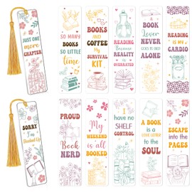 Luvsweets UV DTF Bookmark Wraps - 24 Sheets Reading Books UV DTF Stickers for Acrylic Bookmark Blanks, Funny Flower Rub on Transfer Decals for Book Lover DIY Crafts Gift