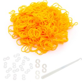 Toyland® Loom Band Refill Pack - 600 Neon Loom Bands with Clips & Hook Included (Dark Orange)
