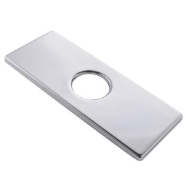 Wovier Faucet Plate,Chrome Sink Hole Cover Plate,6" Rectangle Escutcheon Plate 304 Circular Stainless Steel Deck Plate for 1 or 3 Hole Bathroom or Kitchen Sink Faucet Mixer Tap
