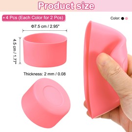 PATIKIL Silikon-Kofferraum, 4 Stück, Bodenhülsen, rutschfeste Schutzhülle für Wasserflasche, Auto, Reisebecher, Schwarz/Hellrosa