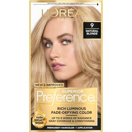 L'Oréal Paris Superior Preference Fade-Defying + Shine Permanent Hair Color, 9 Natural Blonde (1 Kit) Hair Dye