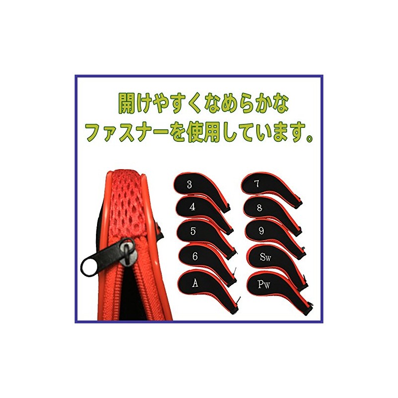 10 Pcs Cushion Zipper Golf Club Iron Covers Head Covers