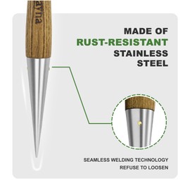 Dewayna Dibber Garden Tool, Stamped Stainless Steel Tip Seed Dibber, Smooth Splinter-Free T-Shape Wood Handle Dibbler with Comfortable Grip, 11-Inch Dibber for Planting Seed and transplanting seedling