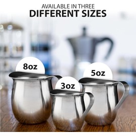 EHOMEA2Z Stainless Steel Bell Creamer Espresso Shot Frothing Pitcher Cup Latte Art (4, 3 Oz)