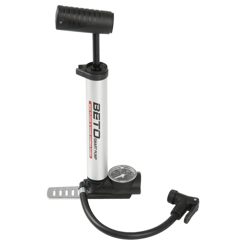 Beto Mini Floor Pump, Silver (Aluminium), 8.5 bars, Manual, Bicycle