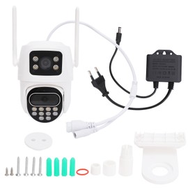 Security Camera Outdoor Dual Lens Surveillance Camera 2.4G Wifi Night Vision Motion Detection 2 Way Audio 110‑240V EU Plug