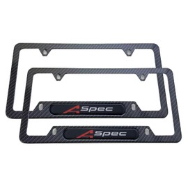 QIOIDIDIE 2pcs Stainless Steel Aspec License Plate Frames Cover Holder with Screws Caps ForAcura Carbon Fiber