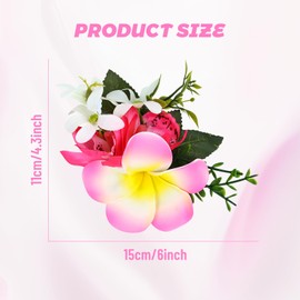 Cinaci 6 Pieces Hawaiian Beach Artificial Tropical Plumeria Flower Alligator Hair Clips Barrettes Hairpins Accessories for Women Girls (Multicolor S1)