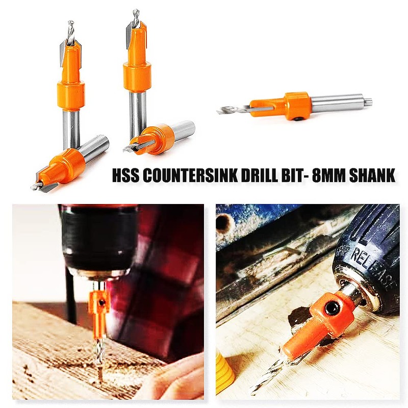 Countersink Drill Bit Set for Wood with Hex Key Wrench,