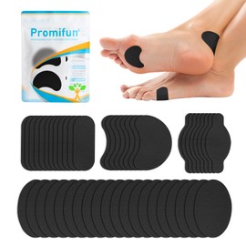 Promifun Moleskin Strips with Adhesive Blister Prevention Pads Mole Skin Tape Stickers for Feet Heel Shoes Padding-48 Sheets of 4 Shapes，Black