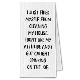 ChissNook Funny Sayings Dish Towels, Sarcastic Funny Quote Kitchen Tea Towels Adults Humor with Sayings, Household Wine Gifts for Women, 16x24 Inch