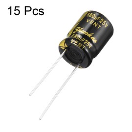 sourcing map Aluminum Radial Electrolytic Capacitor with 680uF 25V 105 Celsius Life 2000H 10 x 13 mm Black 15pcs