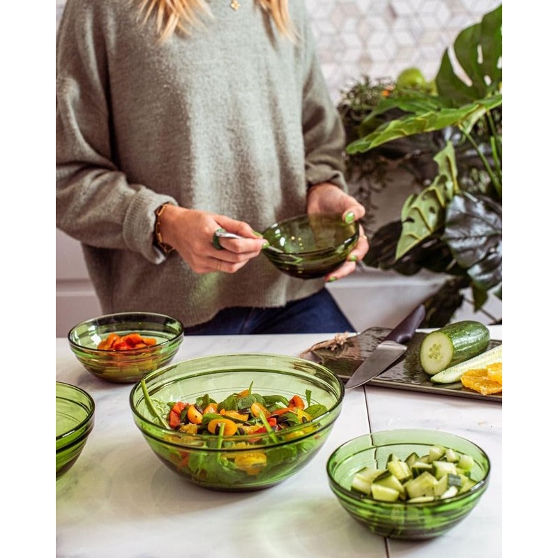 Duralex Gigogne Glass Stackable Mixing Bowls/Prep Bowls Set of 6,