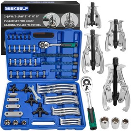 SEEKSELF 3" 4" 6" 8" Gear Puller Set, 2-Jaw/3-Jaw Bearing Puller Kit with Ratchet Wrench, Heavy Duty Pulling Tool, Reversible Jaw for Internal External Flywheel Gear Pulley Bearing Rotor Removal