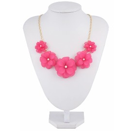 Bocar Newest Acrylic Pendant Collar Flower Statement Choker Necklace for Women（NK-10241-rose）