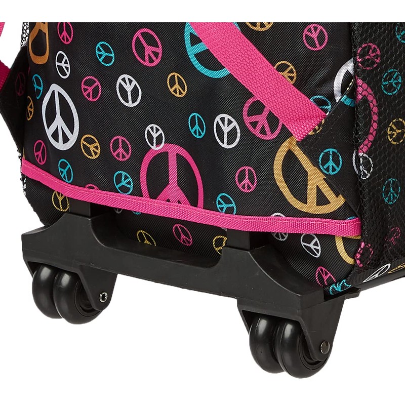 Rockland Double Handle Rolling Backpack, Peace, 17-Inch