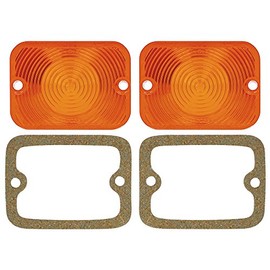 Auto Krafters Compatible/Replacement For Parking Lamp Lenses with Gaskets Left Right Amber Pair 1963-65 Falcon, 1963 Fairlane (EBC3DZ-13208KT)