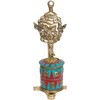 Exotic India Prayer Wheel with Victory Banner (Ashtamangala) - Brass