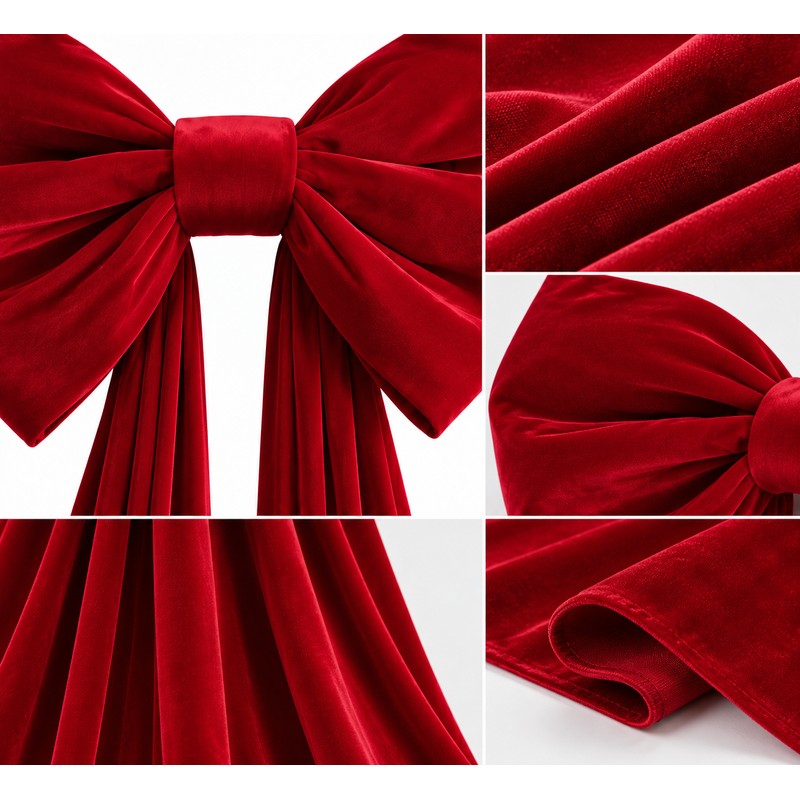 Oversized Velvet Christmas Bow with Long Tails, 15.75 x 70.8