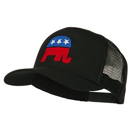 e4Hats.com Republican Elephant USA Embroidered Mesh Back Cap - Black OSFM