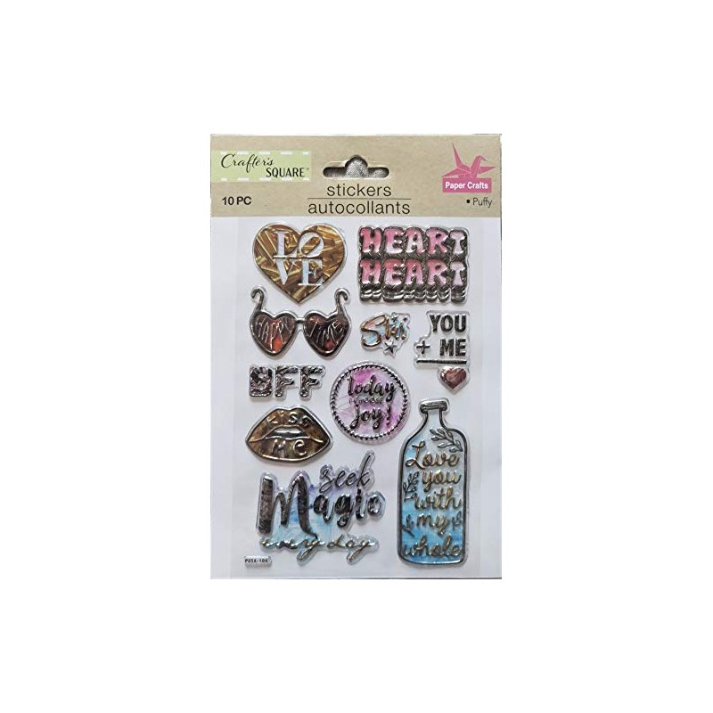 Crafter's Square Puffy Love Stickers (Pack of 10)