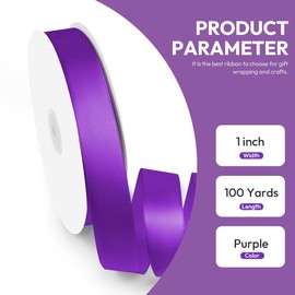 Quhora 1" x 100 Yards Satin Ribbon - Purple Silk Ribbon with Spool - Ideal for Gift Wrapping, Floral Bouquets, Crafts, Wedding Party Decorations, Christmas and Sewing Projects