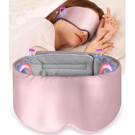 LC-dolida Bluetooth Sleep Mask with Headphones, 6A Ice Silk Bluetooth Sleeping Mask 200% Blackout Eye mask with Bluetooth Headphones for Travel/Nap/Yoga/Meditation/Relaxation