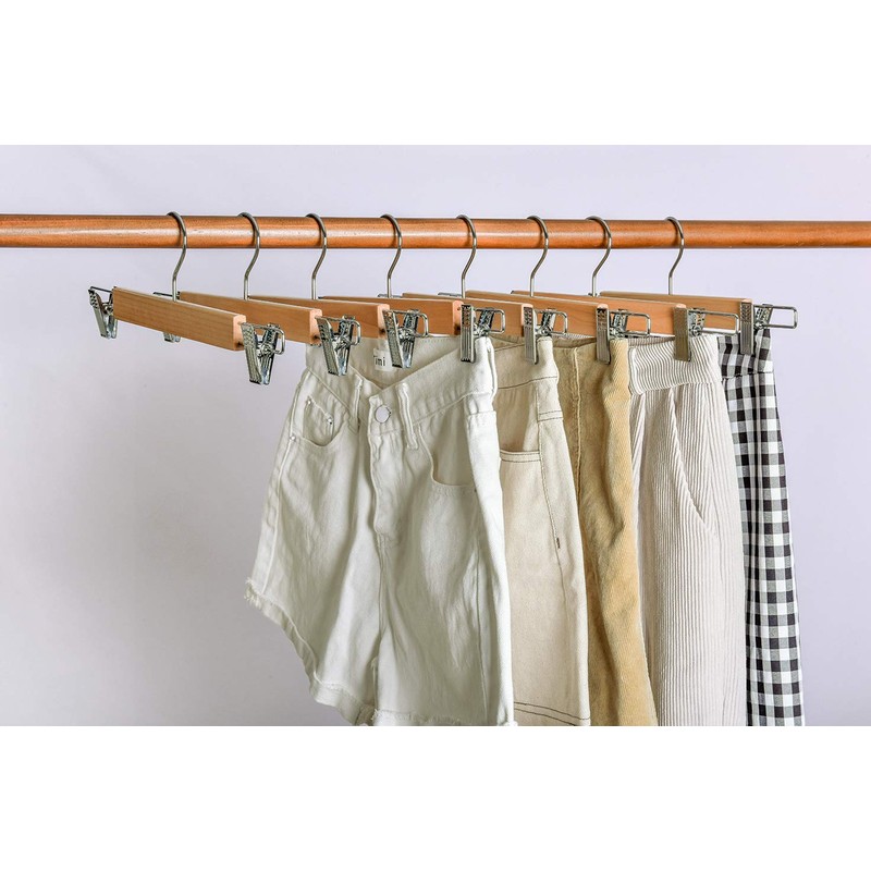 Amber Home 10 Pack 14.17" Solid Natural Wooden Pant Skirt