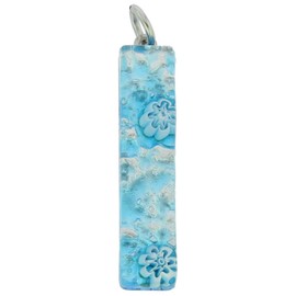 Glass Of Venice Murano Glass Venetian Reflections Stick Pendant - Aqua Silver