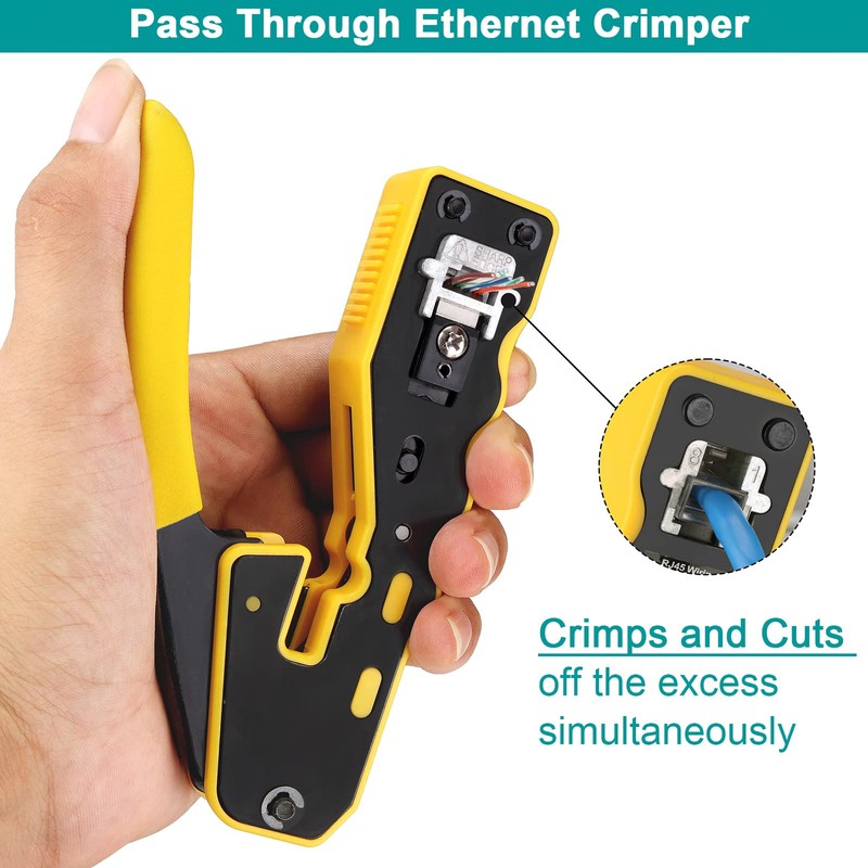 Brileine RJ45 Crimp Tool Pass Through RJ45 Crimper All-in-one Ethernet