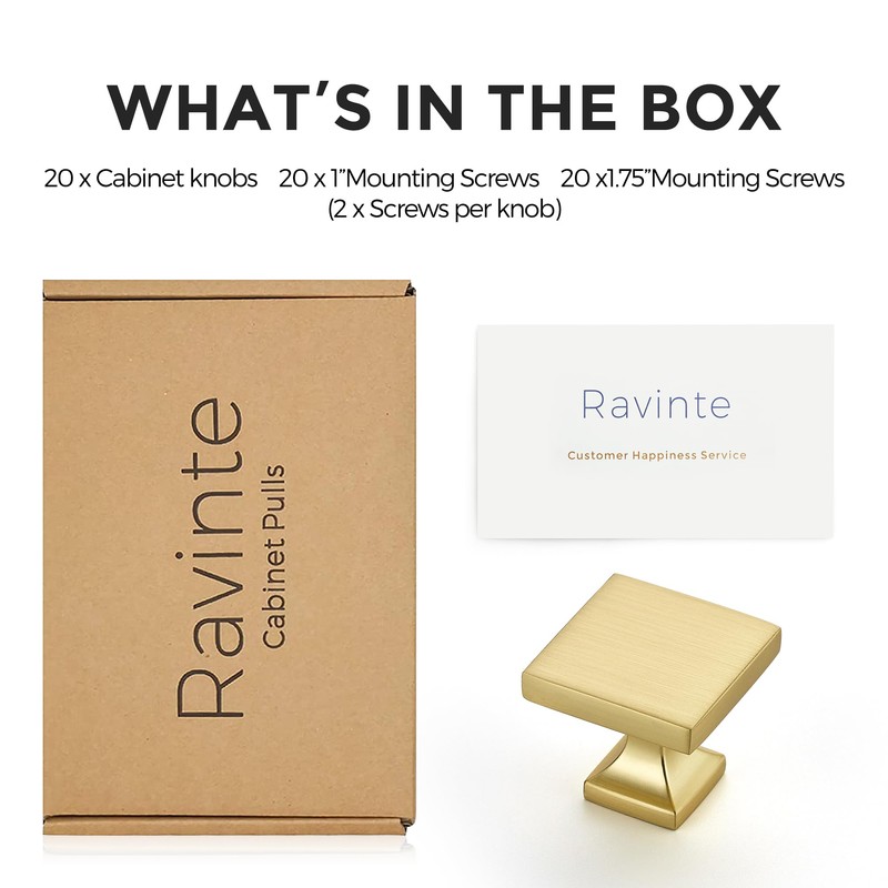 Cabinet Knobs Brushed Gold Square Knobs for Cabinets and Drawers