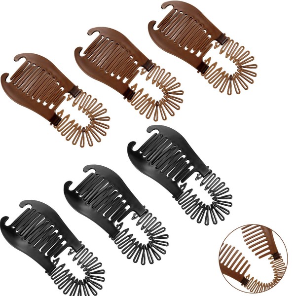 12 Pieces Banana Hair Clips Plastic Flexible Interlocking Banana Clips Banana Hair Combs Two Sides Hair Combs Elongated Ponytail Holder for Women Girl Hair Accessories, 2 Colors