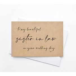 To My Sister in Law on Your Wedding Day Card, Brides Gifts, Thank You Cards for new Sister, For Bride Groom