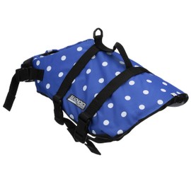 Seachoice 86280 Dog Life Vest - Adjustable Life Jacket for Dogs, with Grab Handle, Blue Polka Dot, Size Small, 15 to 20 Pounds