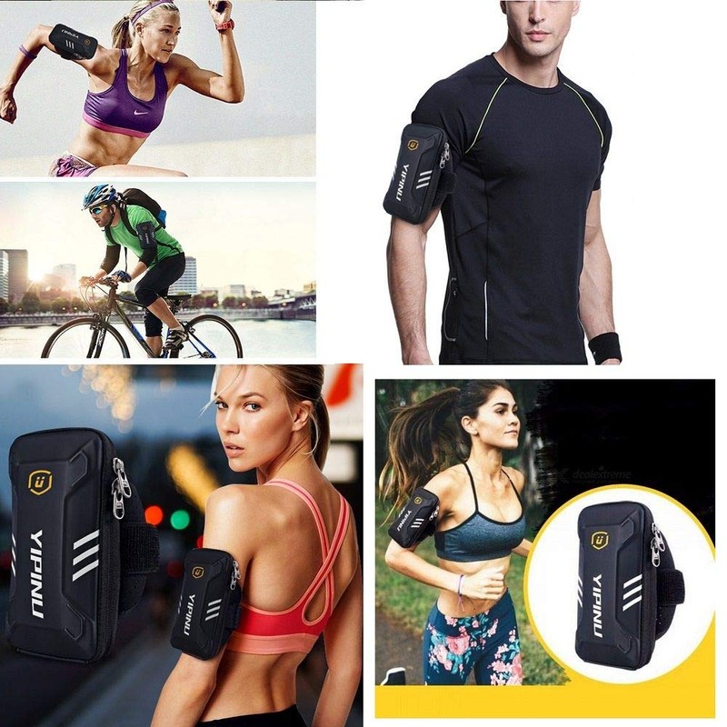DFVmobile Waterproof Reflective Armband Case with 2 Compartments for Sport