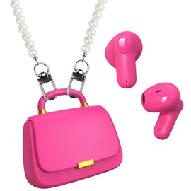 ANCwear Wireless Earbuds Bluetooth Stylish Handbag Design, True Wireless Sound Earbuds, Fashion Sports Earbuds with Mic for On-the-Go Listening with Pearl Chain(Rose)