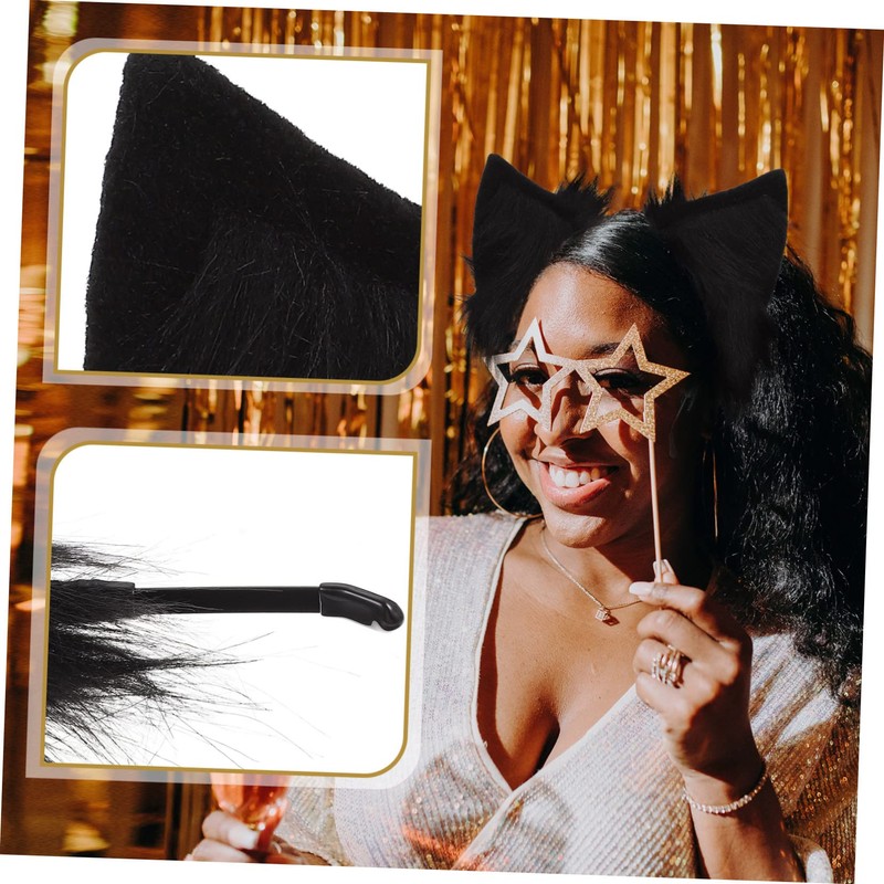 WOONEKY Fluffy Plush Cat Ears Headband Lightweight Hairband Decor for