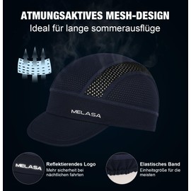 MELASA Bicycle Cap, Cooling Skull Cycling Cap with Sun Visor, Sun Protection, UV Road Bike Hat, Cycling Cap for Men and Women, White