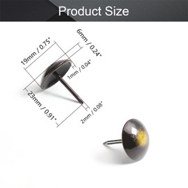 MroMax Upholstery Nails Tacks 0.75" Head Dia Iron Vintage Style Metal Round Thumb Push Pins 0.83" Height for Furniture Decoration Chair Hardware Cork Board Sofa Headboards 100Pcs