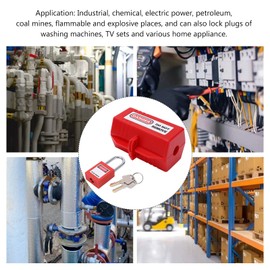 Power Safety Lockout Kit, Power Lockout Device, Electrical Lock, with 38mm/1.5in Long Padlock, for Air Conditioner TV Industry Chemistry (Small Lock Box + 38mm Padlock)