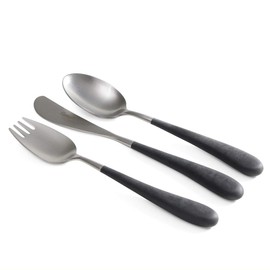 Kuchipole Alice Black (Silver) Set of 3 Simple Stylish Cutlery Set