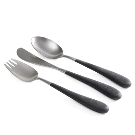 Kuchipole Alice Black (Silver) Set of 3 Simple Stylish Cutlery Set