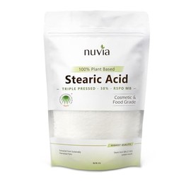 Stearic Acid - 100% Plant Based, Food Grade, Triple Pressed, Certified Sustainable, by Nuvia Organics; 8oz