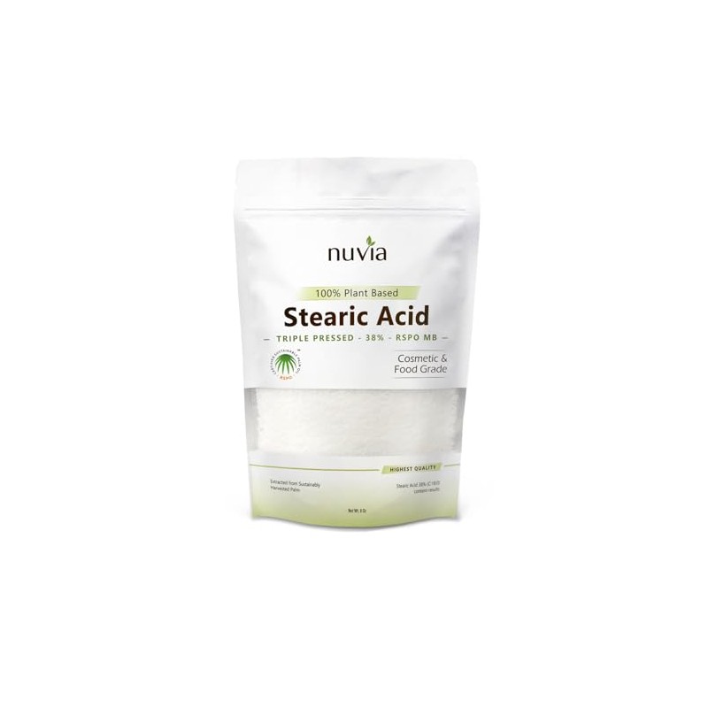 Stearic Acid - 100% Plant Based, Food Grade, Triple Pressed,