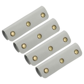 sourcing map 4Pcs Handbag Handle Cover, PU Leather Luggage Handle Wraps, Luggage Grip Protector for Purse Tote Bag Suitcase, Light Gray