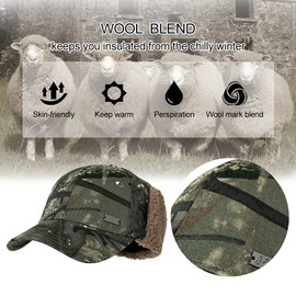 XXL 2XL Black Wool Blend Winter Trapper Hat Baseball Cap for Large Big Head Men Women with Faux Fur Earflaps Fleece Lined Cold Weather