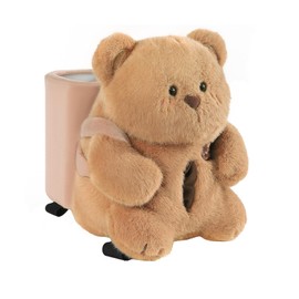 DIMITU Car Tissue Holder with Car Garbage Can Elegant 2 in 1 Car Tissue Box Holder Cartoon Plush Trash Can Storage Box