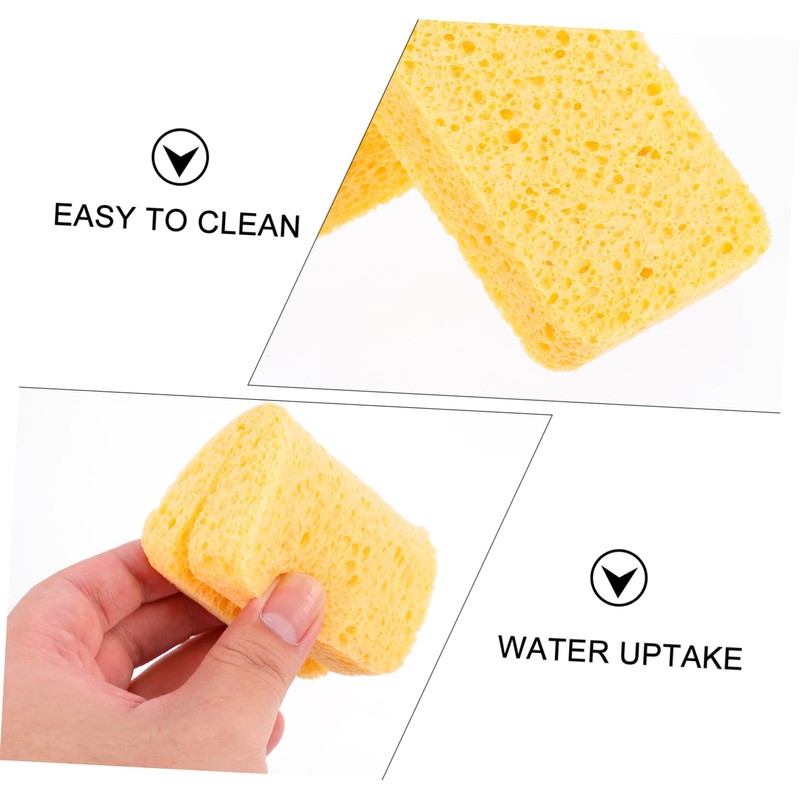 KOMBIUDA 4pcs Wood Pulp Dishwashing Sponge Heavy Duty Cellulose Scrub